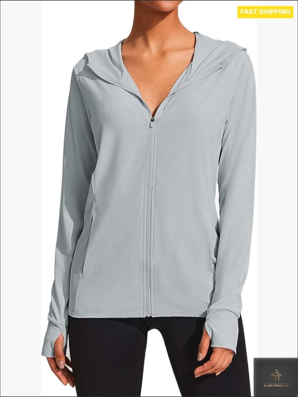UPF 50+ Sun Protection Hoodie Full Zip Long Sleeve Active Jacket for Hiking